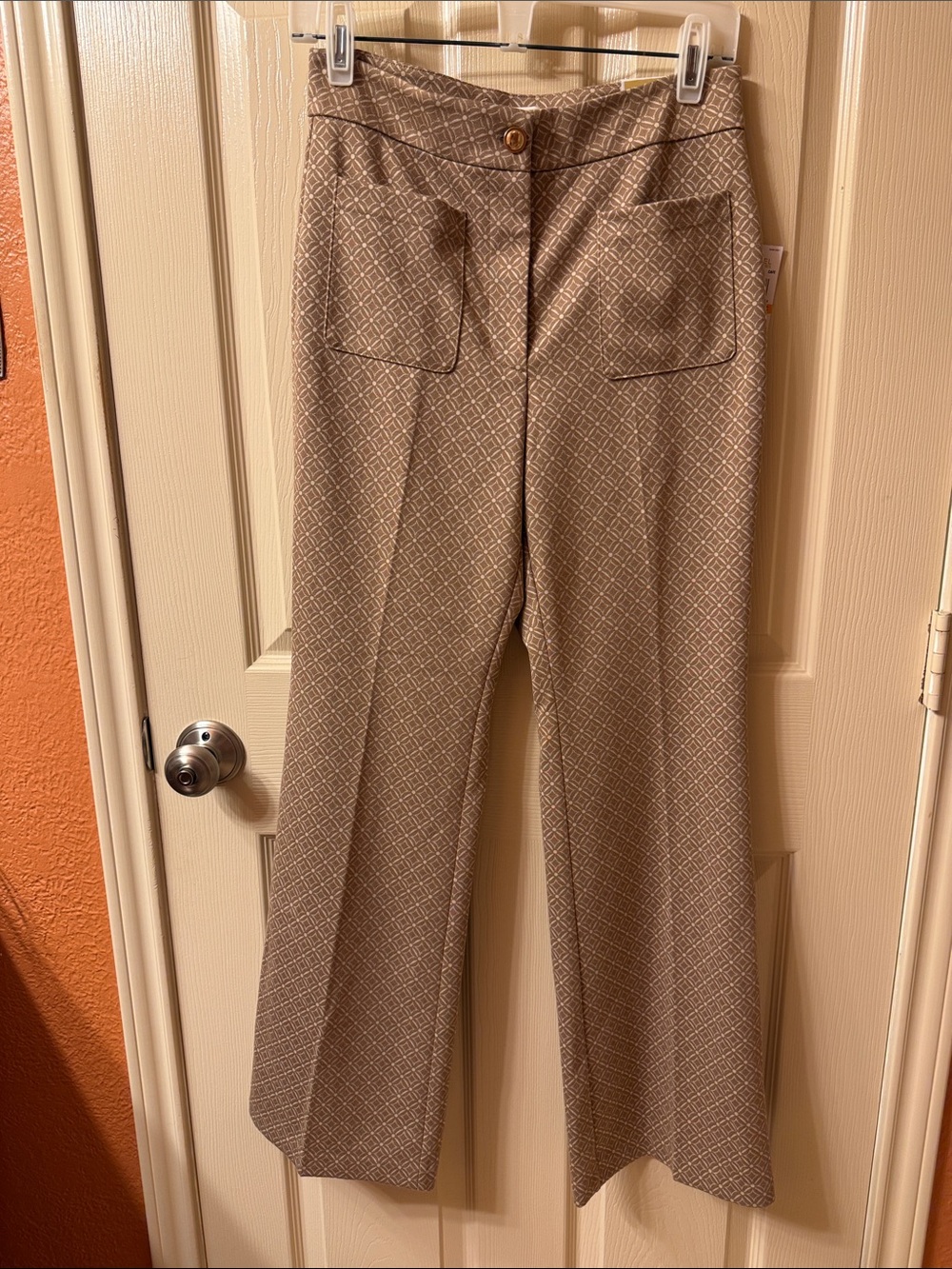 MICHAEL Michael Kors Tan Patterned High-Rise Flare Pants